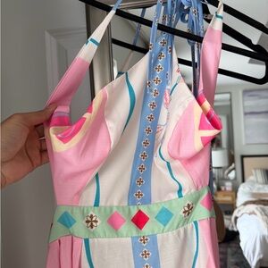 Mimi Seabrook Colorful Retro Print Sundress - Pink, Blue & Mint